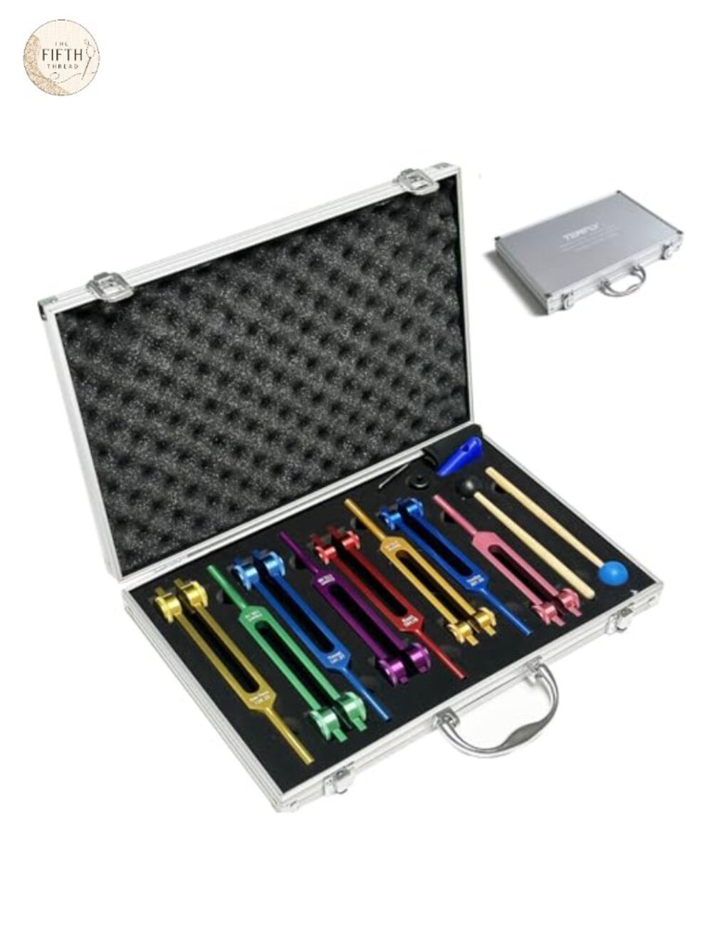 8 Piece Weighted Tuning Fork Set for Chakra Healing & Sound Therapy - Aluminum